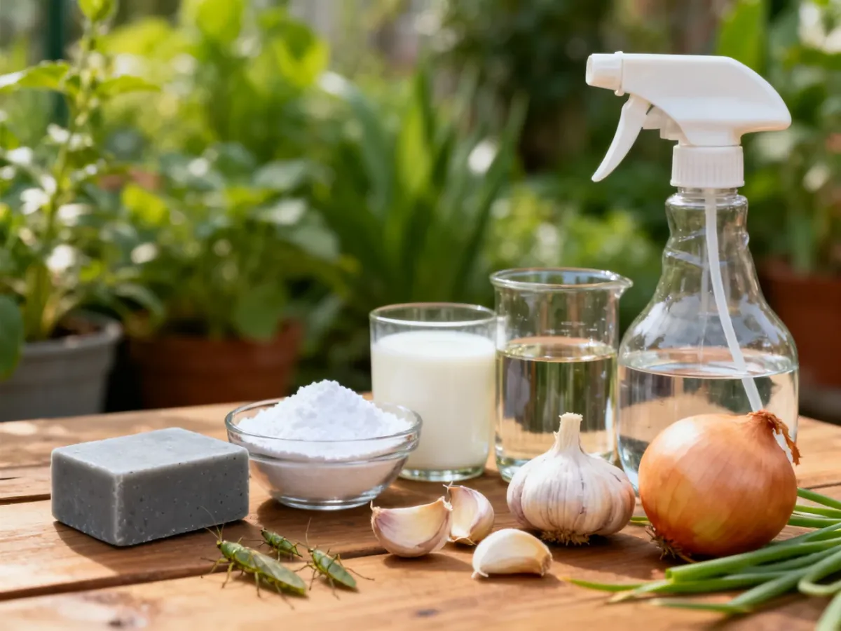 Natural ingredients and a sprayer for preparing a homemade aphid remedy